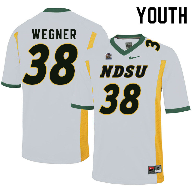 Youth #38 Garret Wegner North Dakota State Bison College Football Jerseys Sale-White - Click Image to Close